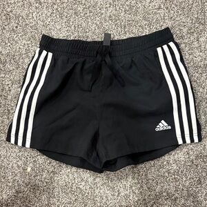 Adidas Black Shorts with White Triple Stripes size youth medium